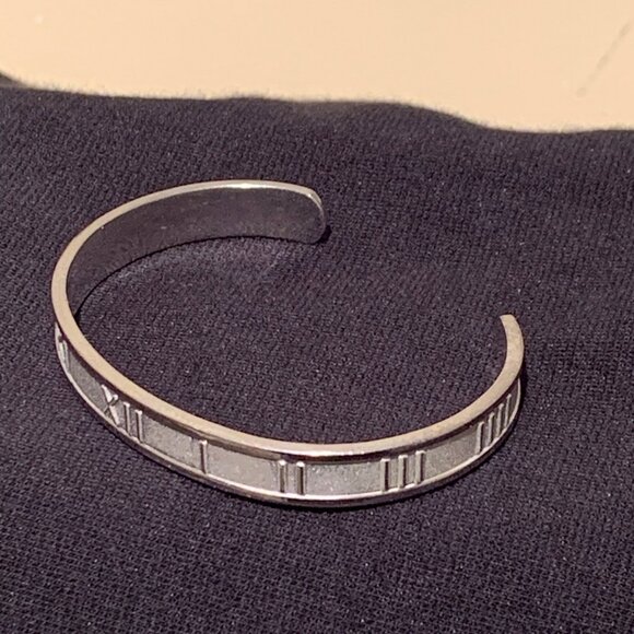 TIFFANY & CO. Atlas Roman Numeral Sterling Silver Cuff Bracelet 1995 - Picture 5 of 10